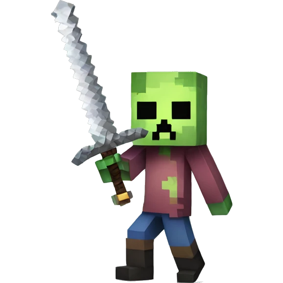 Minecraft zombie with a sword emoji