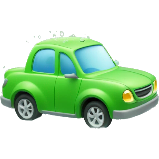 green car on foam and wash emoji