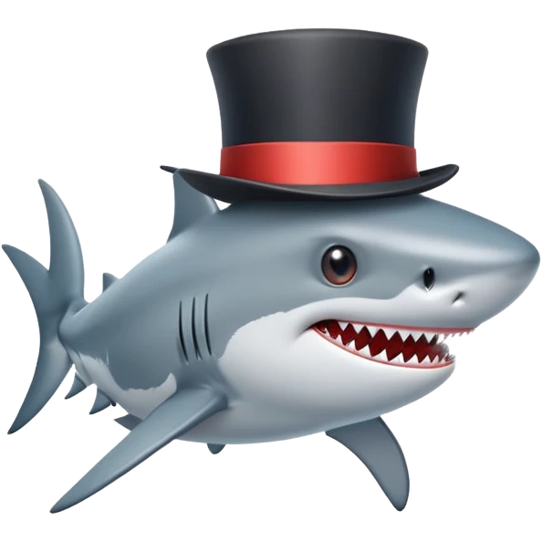 Shark with a top hat emoji