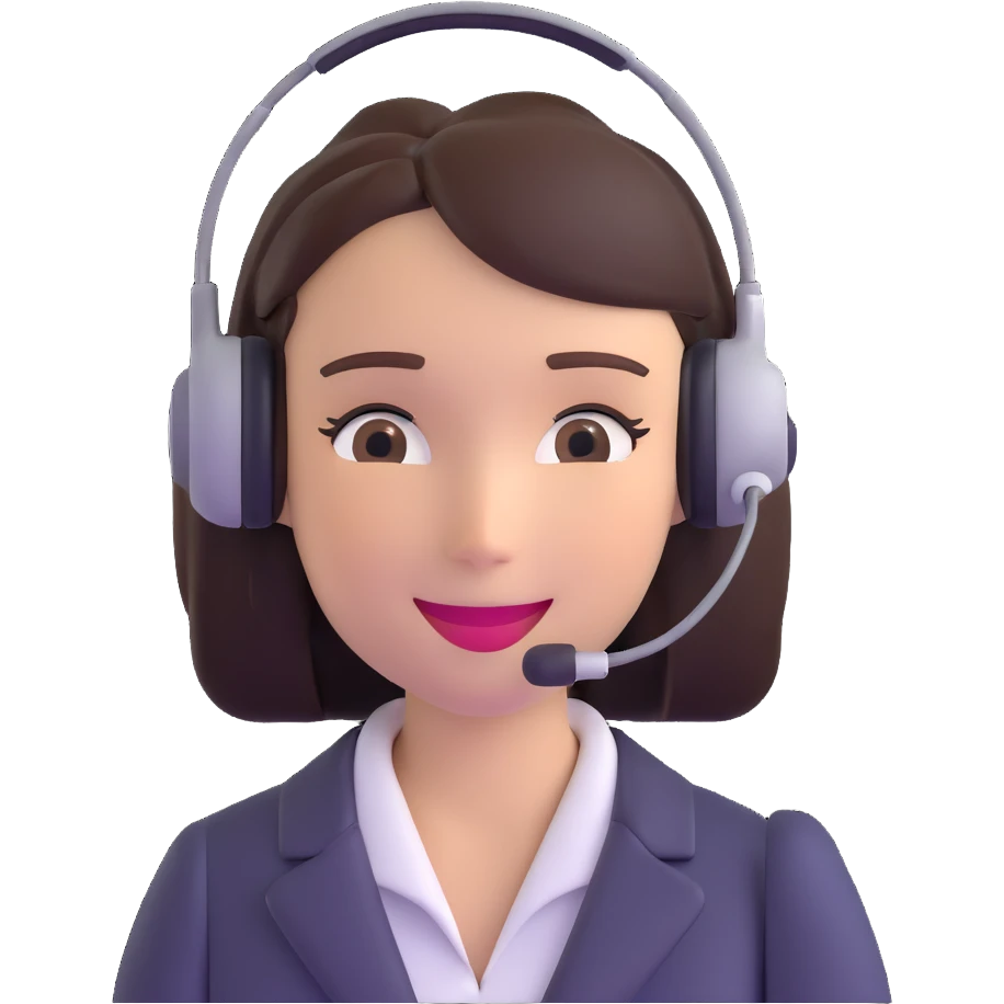 AI voice receptionist wearing a headset with a friendly expression emoji