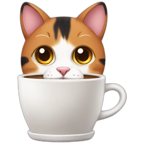 calico cat with coffee emoji