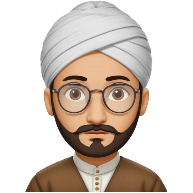 A kashmiri  criminal daku whose white face is somewhat triangular and little facial hair wears specs emoji