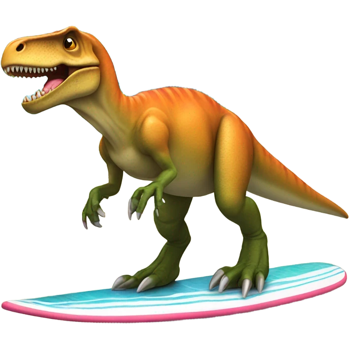 T. rex on a surfboard emoji