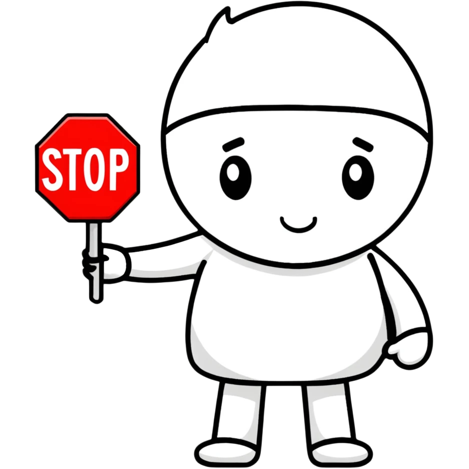 cartoon character holding stop sign emoji