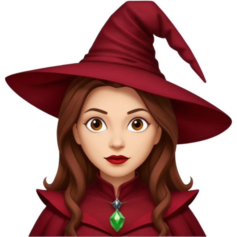 Wicked Witch of the East from The Wizard of Oz with light skin, long brown hair, dark red outfit emoji