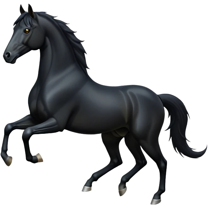 cinematic-[black horse]-realistic-full-body-galopping-emoji,-tail-flicking-lazily,-head-tilted-dramatically,-sleek-[black]-coat,-simplified-yet-realistic-focused-features,-highly-detailed,-glowing-with-an-almost-sarcastic-glow emoji