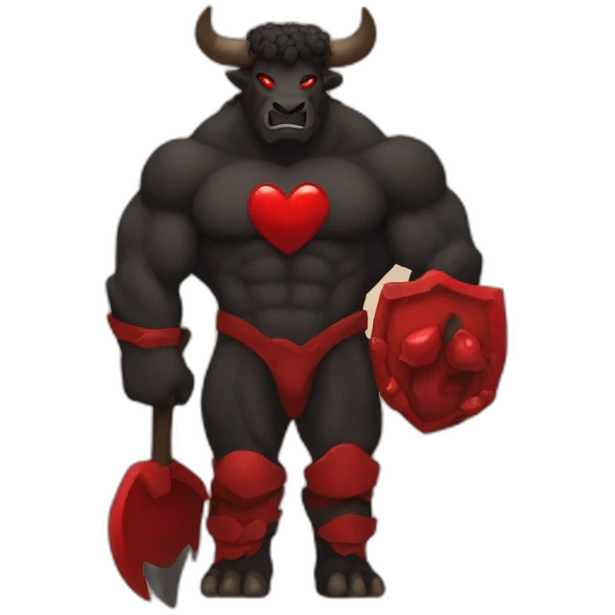 The black and red Minotaur love emoji