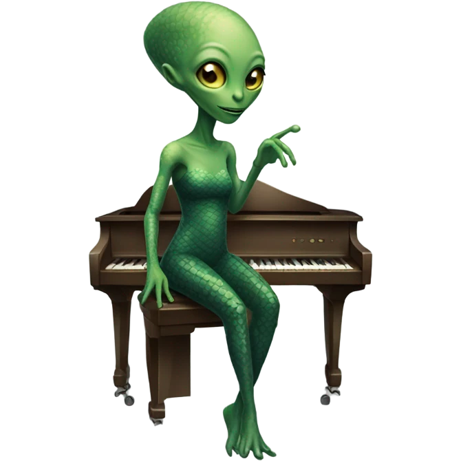 a Reptilian alien woman, play a piano emoji