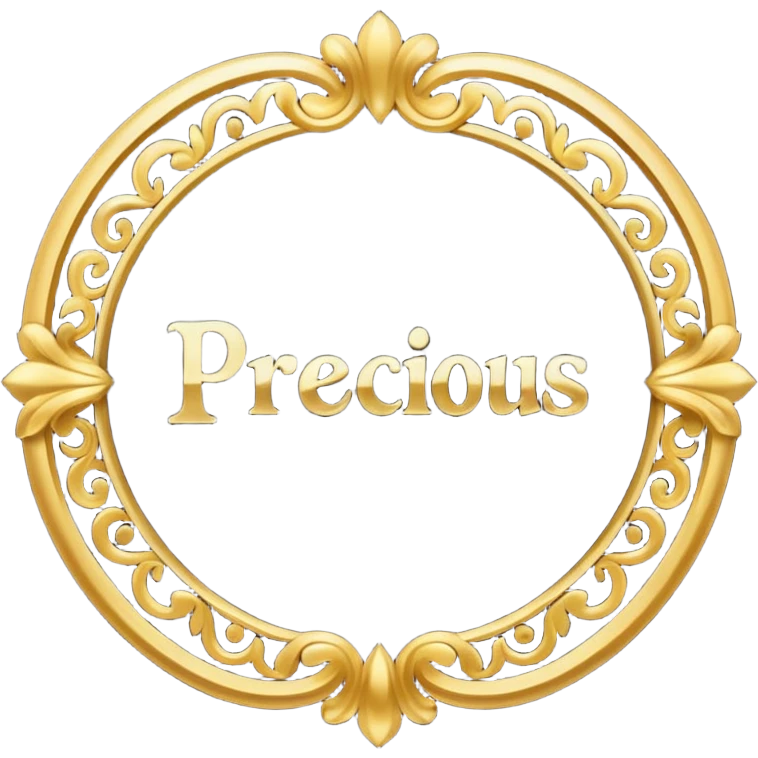 The word "Precious" in black and gold letters emoji