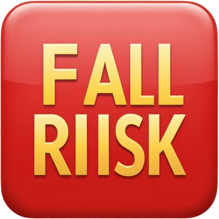 The Letters “fall risk” on a red square emoji