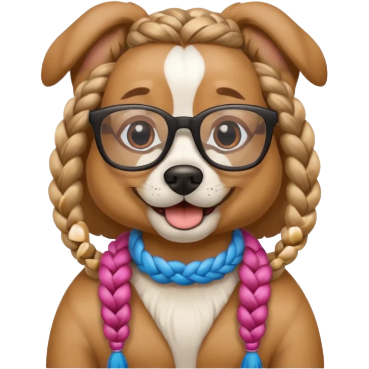 braided haired dog with glassess emoji