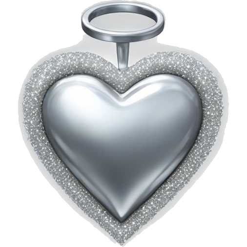 Sparkling Silver chrome heart with  halo emoji