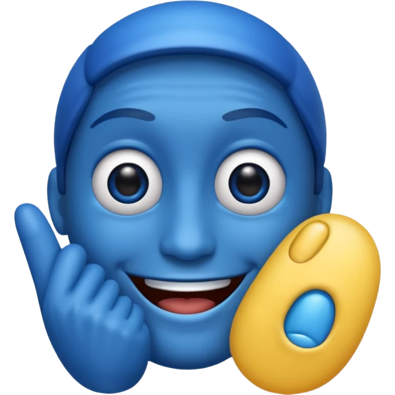 Blue emoji  face  and  finger nail emoji