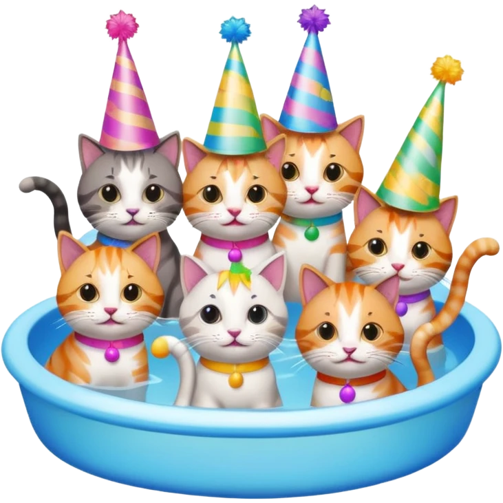 Cat pool party emoji