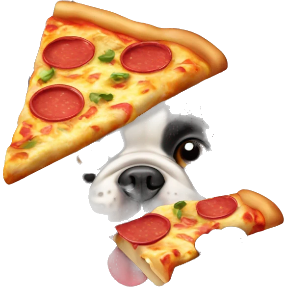 French Bulldog eating pizza emoji