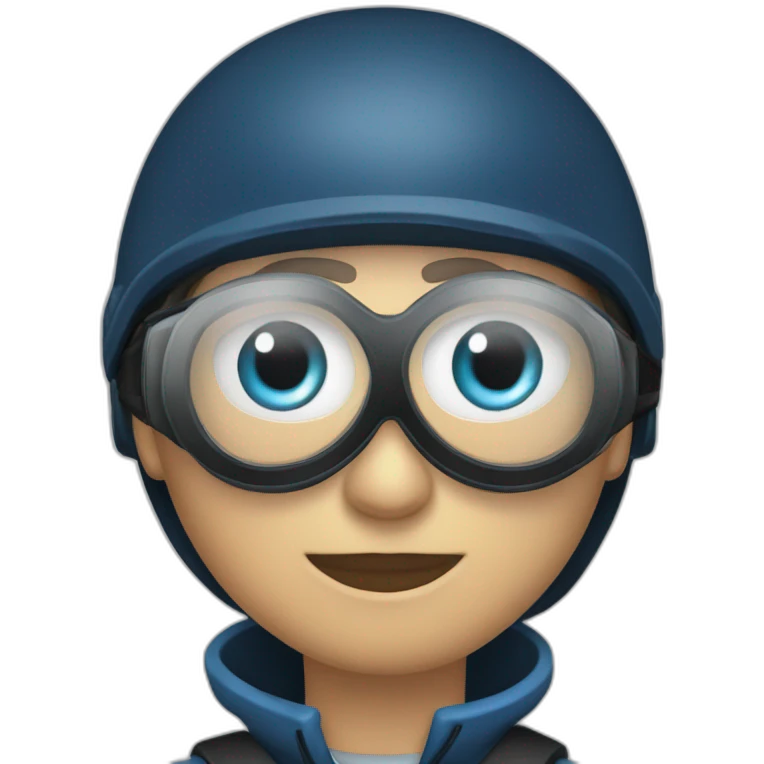 ojos azules y pelo negro con casco de seguridad emoji