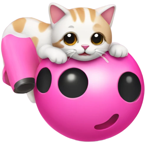 Cat with a pink bowling  emoji