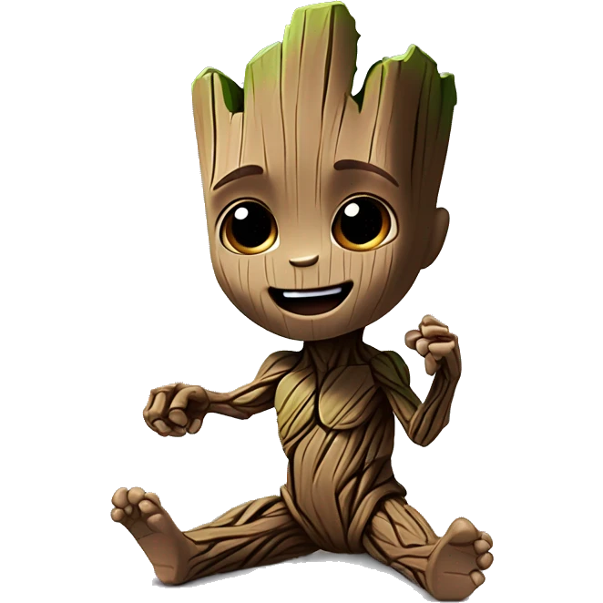 Baby Groot, trying to tickle Gomorrah emoji