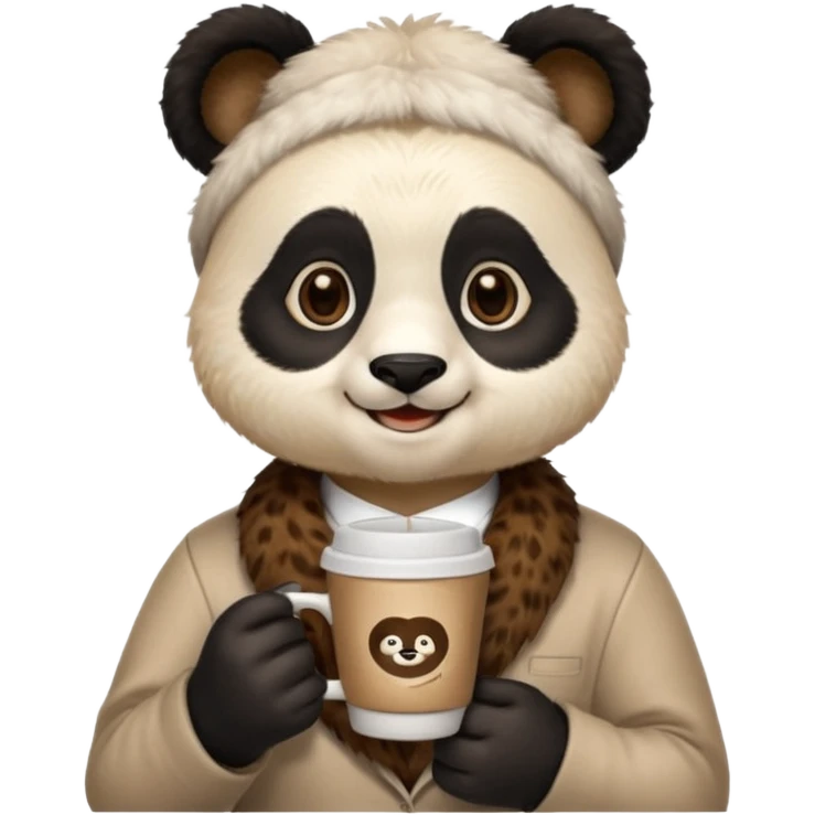 barista panda, holding coffee cup emoji