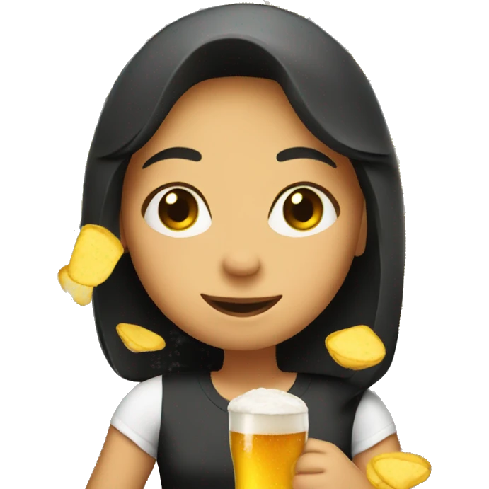 girl with beer and chips emoji