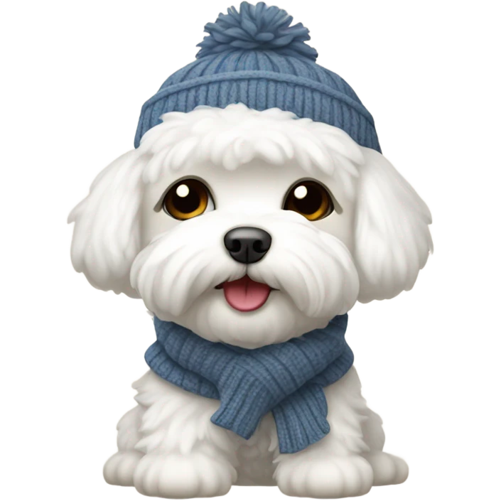 Bichon maltese with a Winter outfit  emoji