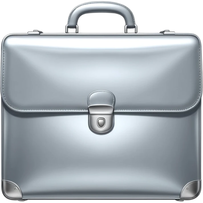 A luxury briefcase emoji made of polished silver chrome, smooth rectangular shape, metallic reflections, minimal high-end design, swag business aesthetic, iOS emoji style, centered, clean white background
 emoji