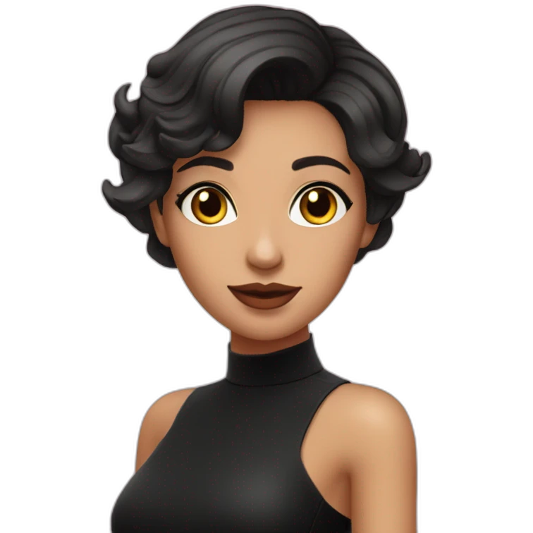 Sexy Short hair brunette with black long dress emoji
