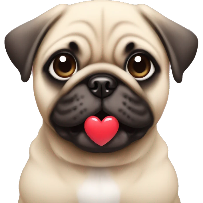 cute kawaii baby dog pug with heart emoji