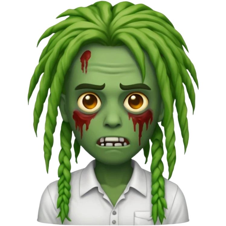 Emoji de zumbi com camisa branca locs no cabelo  emoji