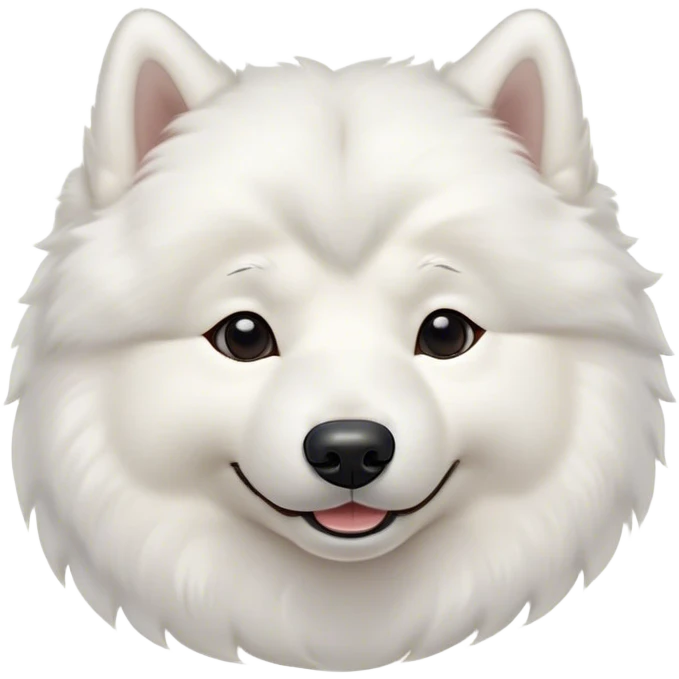Meme-Worthy Cute Sleeping Samoyed Portrait Emoji, Head resting peacefully with a contented smile, showcasing a delightfully fluffy build and a luxuriously soft pure white Fur, eyes shut in a serene nap, Simplified yet hilariously adorable features, highly detailed, glowing with a soft, drowsy light, high shine, relaxed and utterly lovable, stylized with an air of playful laziness, bright and heartwarming, soft glowing outline, capturing the essence of a comically sleepy companion, so meme-worthy it feels like it could instantly become the next viral sensation of adorable slumber! emoji