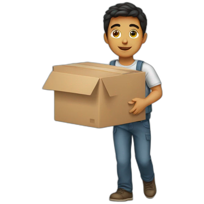 A Latin boy carries a box while working emoji