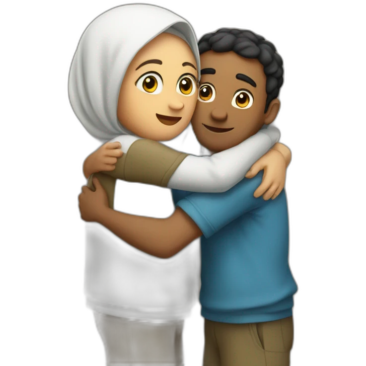 Israel and palestin do an hug emoji