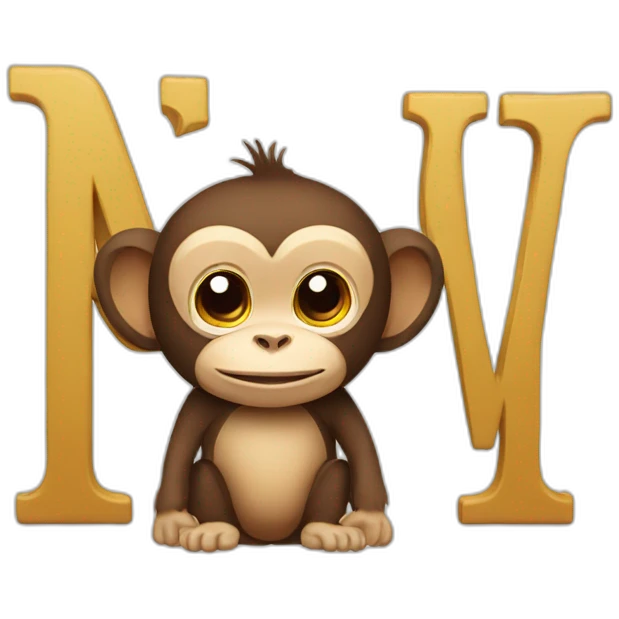 Letter M with monkey emoji