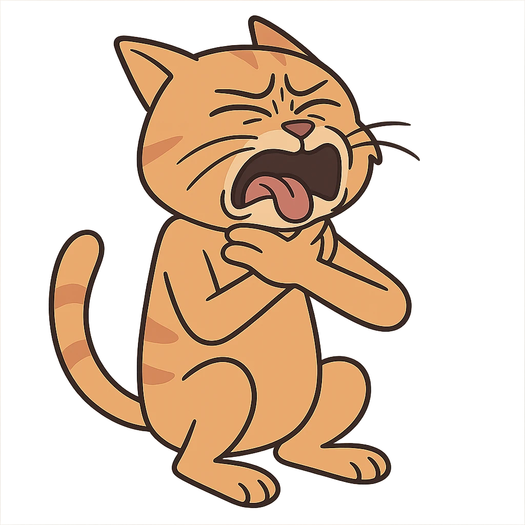 flat toon style cat choking itself emoji