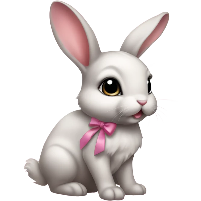 Baby bunny with coquette bow on ear emoji