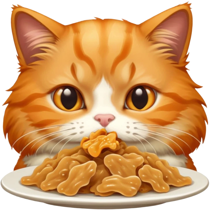 Orange cat eating chitterlings emoji