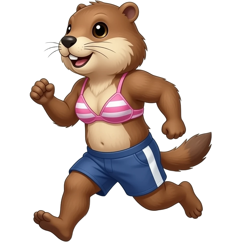 Marmotte qui fait le jogging avec basquettes short et brassière sans ballon emoji