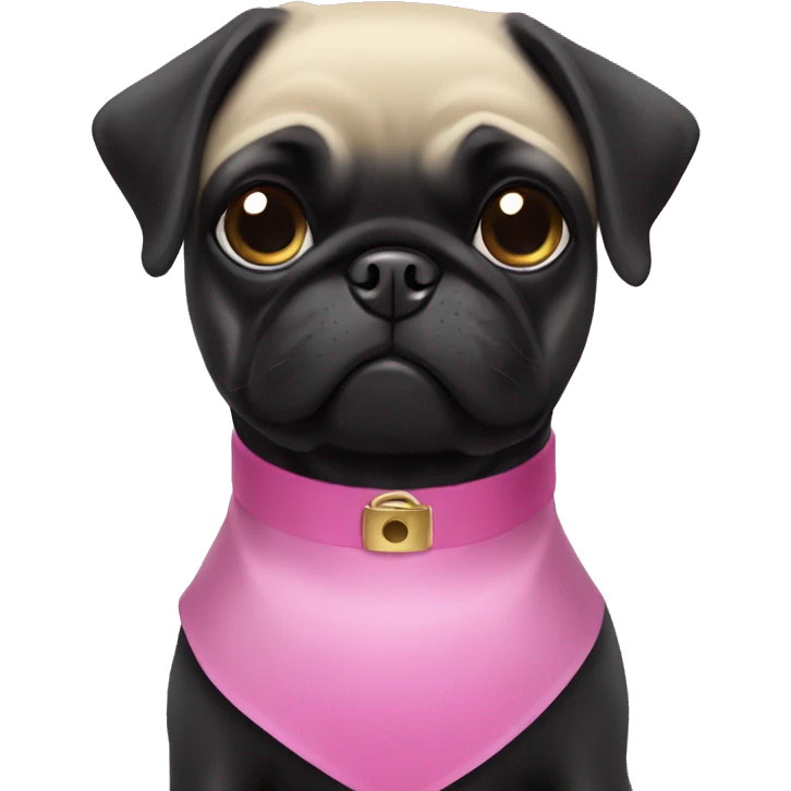 Black Pug with pink collar and blonde girl  emoji