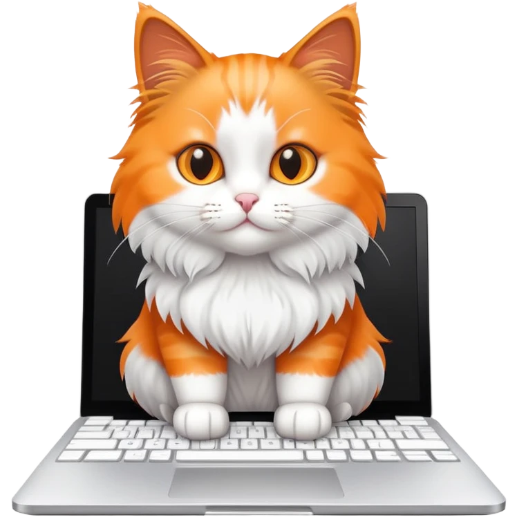 cute cat sitting on laptop computer keyboard emoji