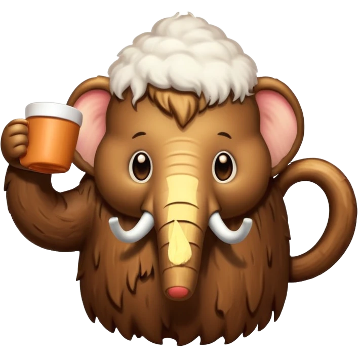 A mammoth who drinks a hot chocolate emoji
