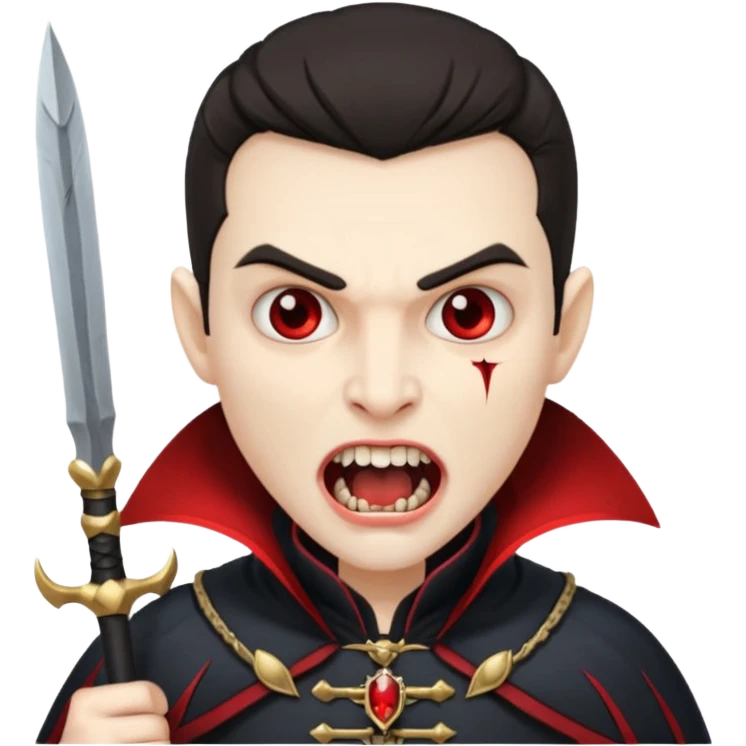 vampire guard with spear open mouth emoji
