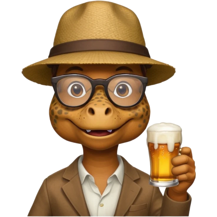Wygeneruj dinozaura z okularami, czapka supreme  i piwem w ręku  emoji