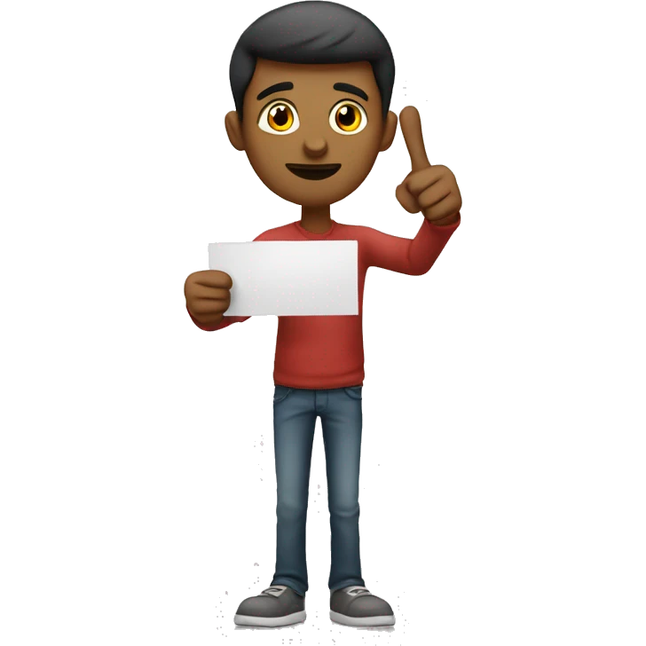 Skinny male holding sign that says “go Nik!” emoji