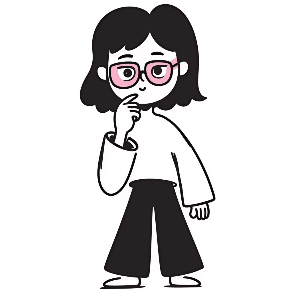 brunette with pink glasses biting fist in mouth emoji