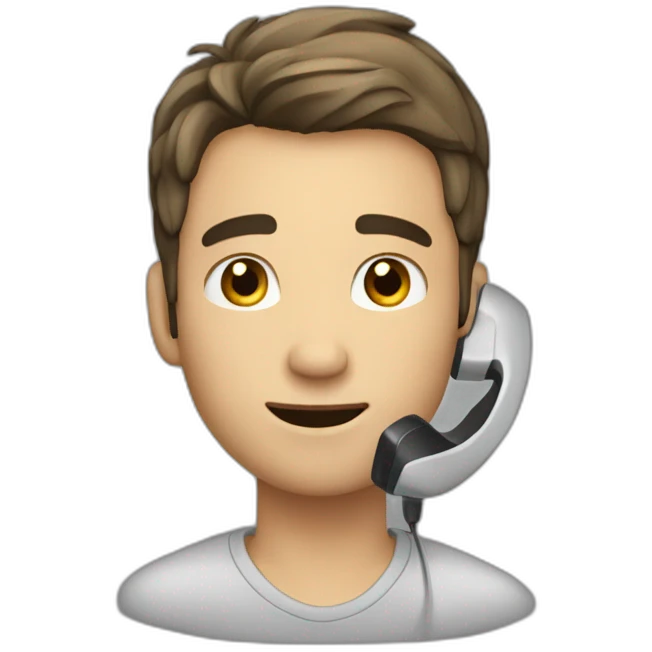 a 21 years old man with low hair and stubble calling on the phone wondered emoji