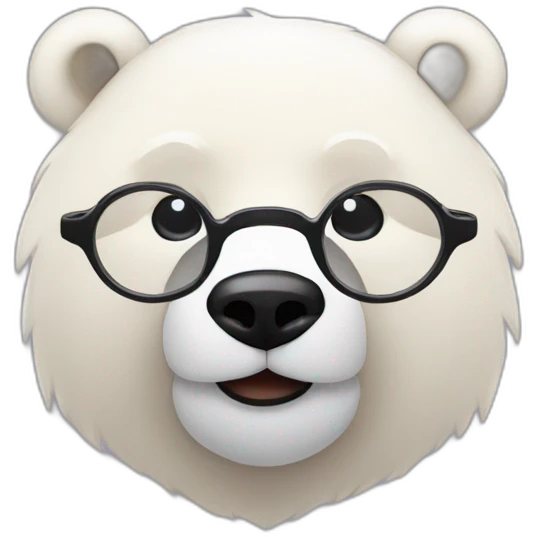 Oso polar con lentes ópticos y barba emoji