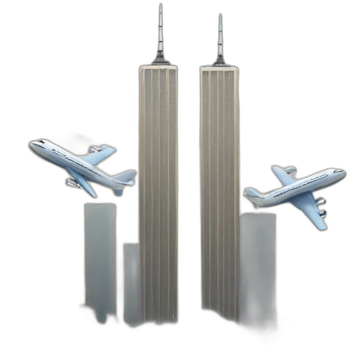 Twin towers with a plane going for it emoji