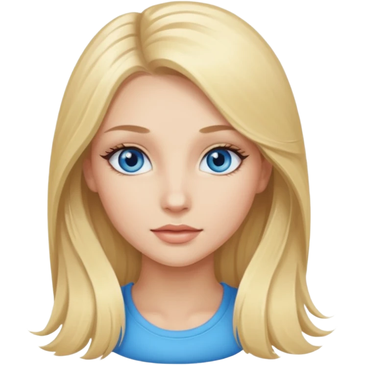 Fille jolie aux cheveux longs blonds, long cils  et yeux bleus.  emoji
