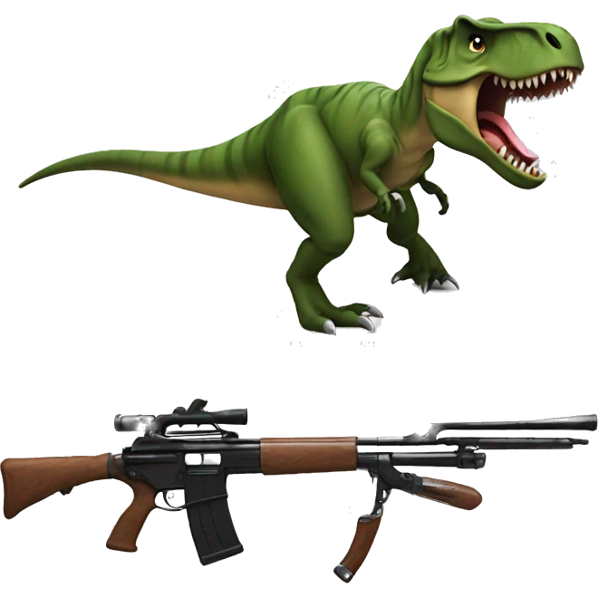 T-rex with a shotgun emoji