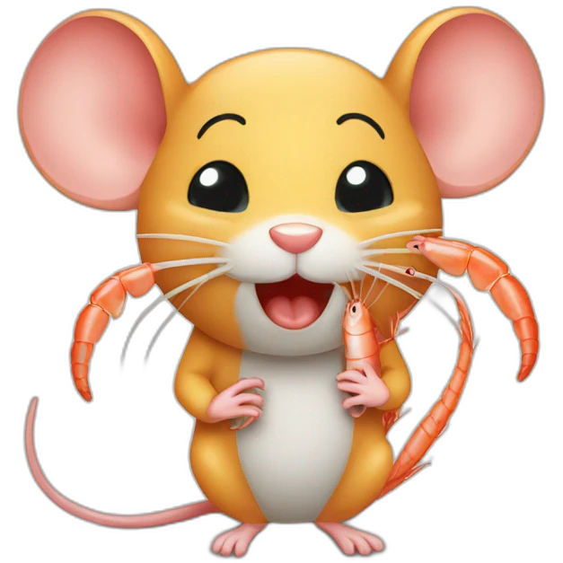 Mouse eat shrimps emoji